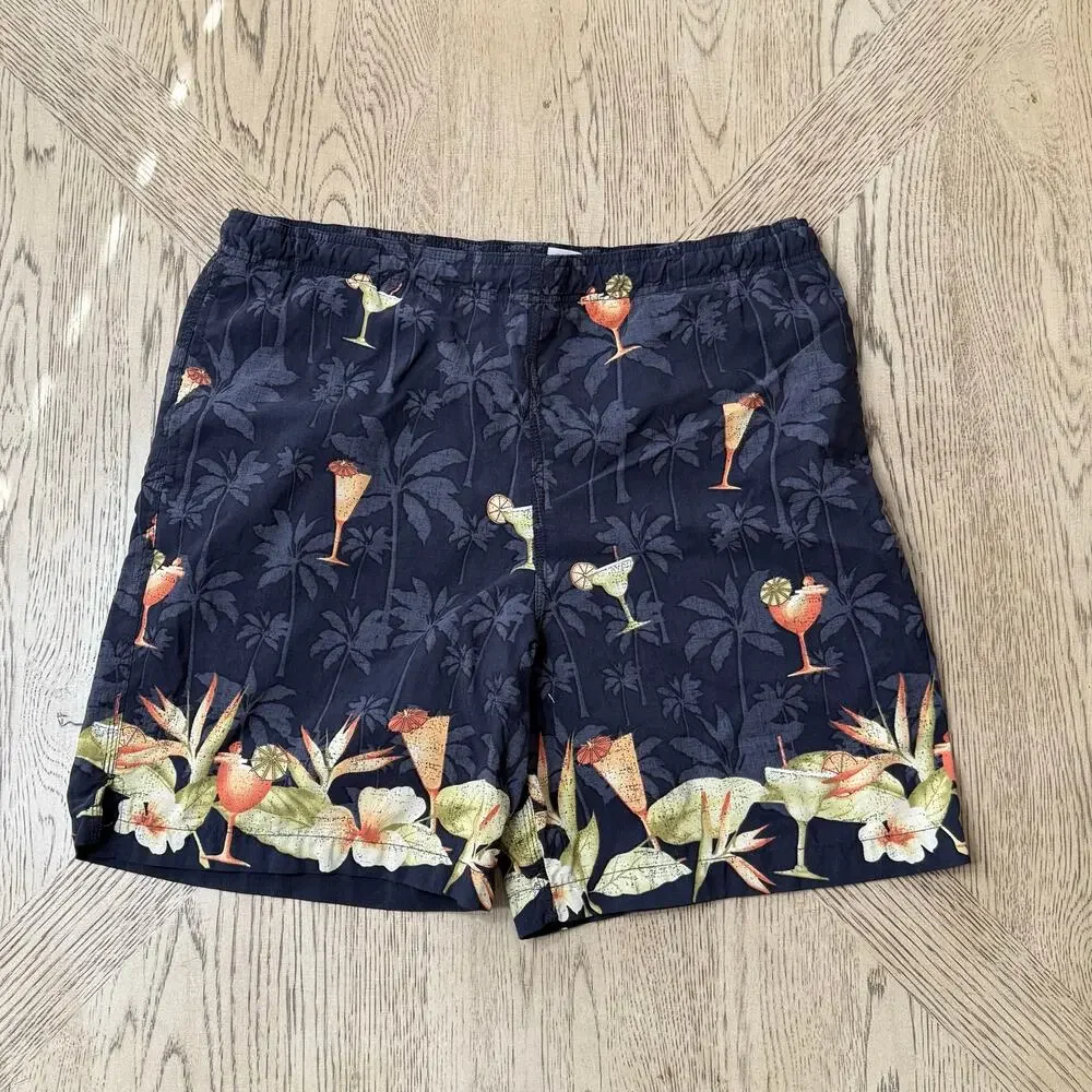 Breakwater Men’s Medium Navy Blue Margarita Swim Shorts Trunks